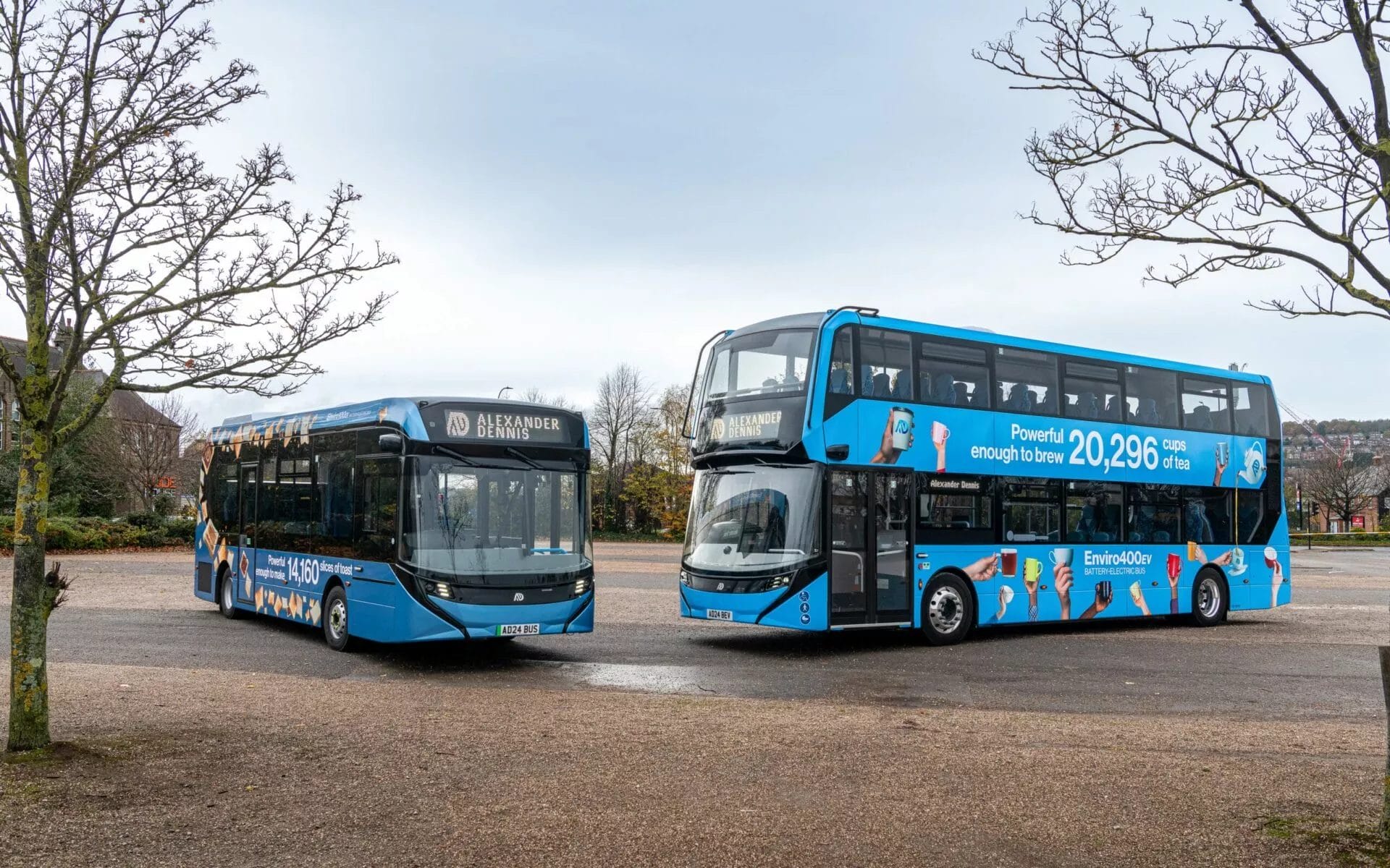 Alexander Dennis Enviro100EV 'toast' and Enviro400EV 'tea'